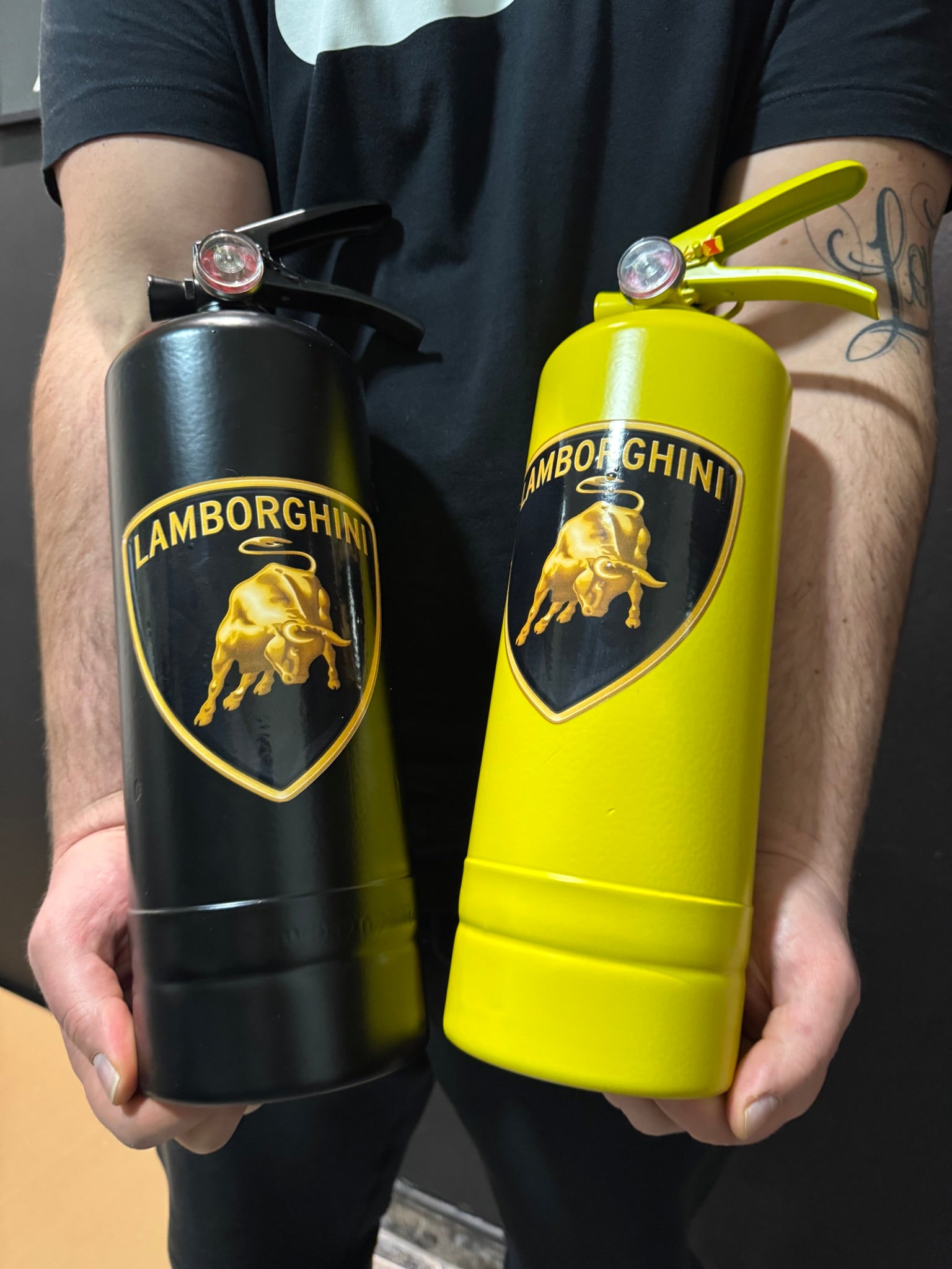 Luxury decorative fire extinguisher inspired by supercar and fashion aesthetics
