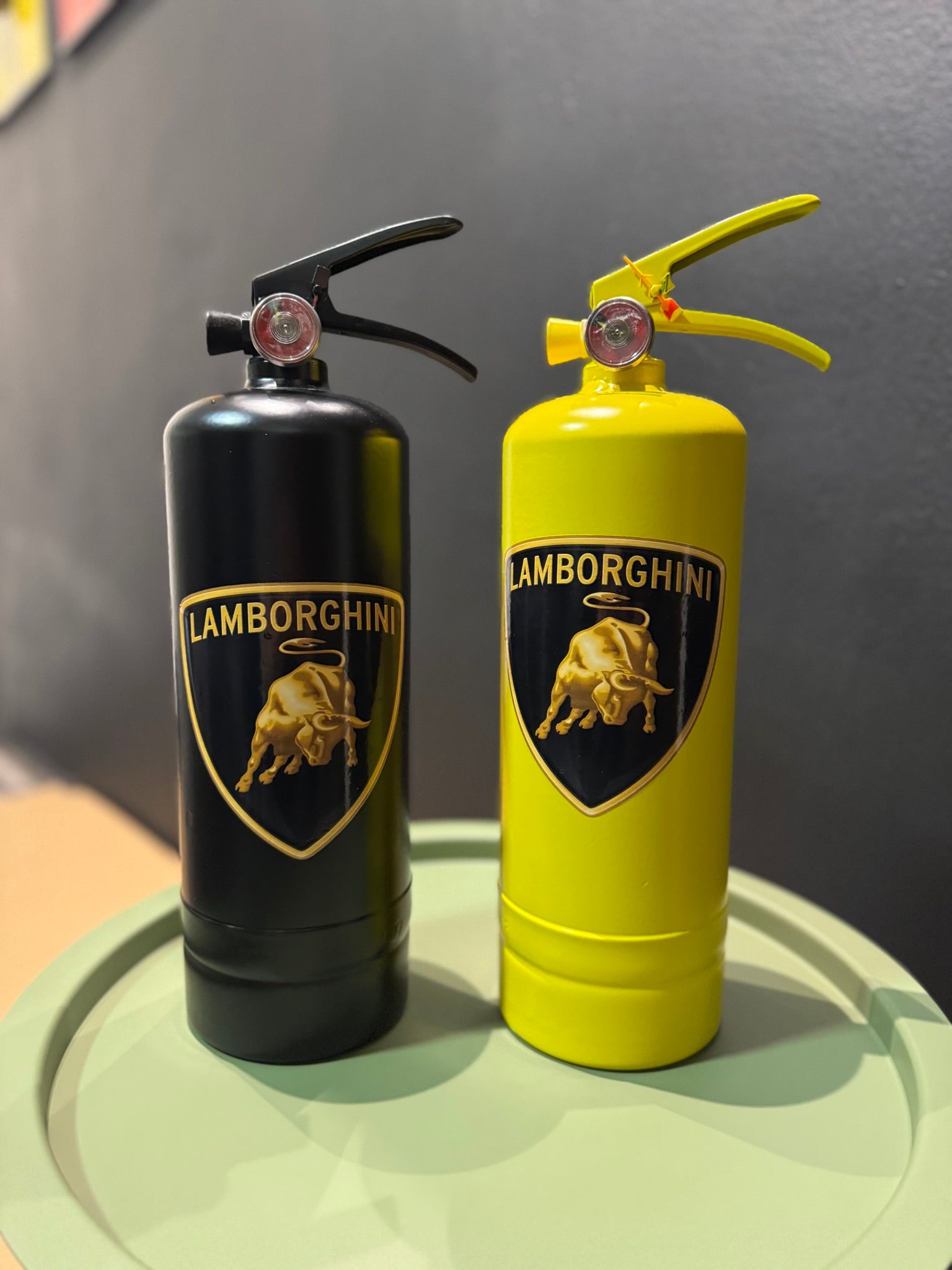 Luxury decorative fire extinguisher inspired by supercar and fashion aesthetics