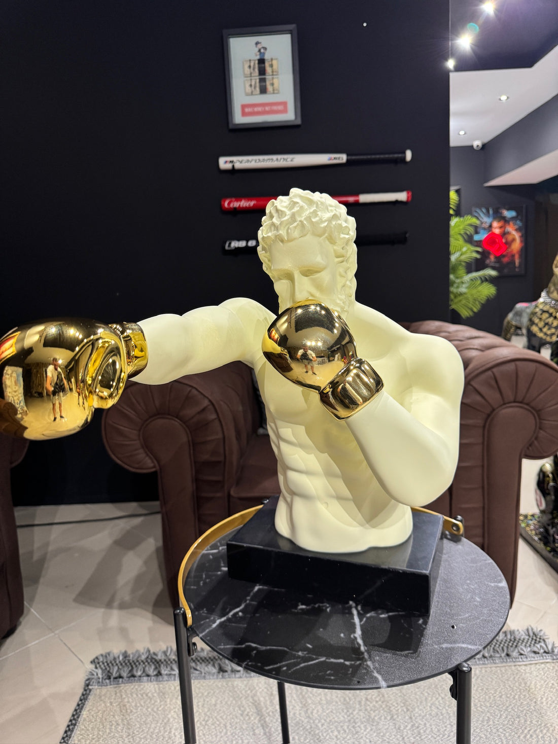 Luxury Boxing Zeus statue with gold boxing gloves and modern premium design by GETRICH