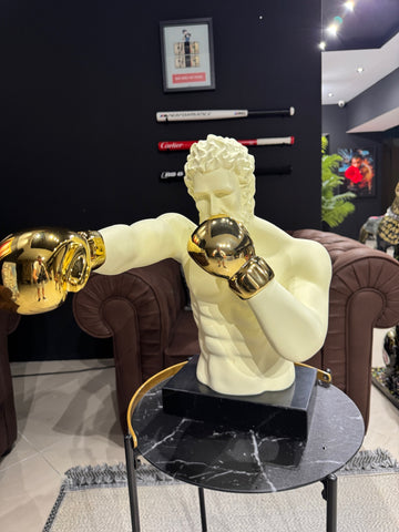 Luxury Boxing Zeus statue with gold boxing gloves and modern premium design by GETRICH
