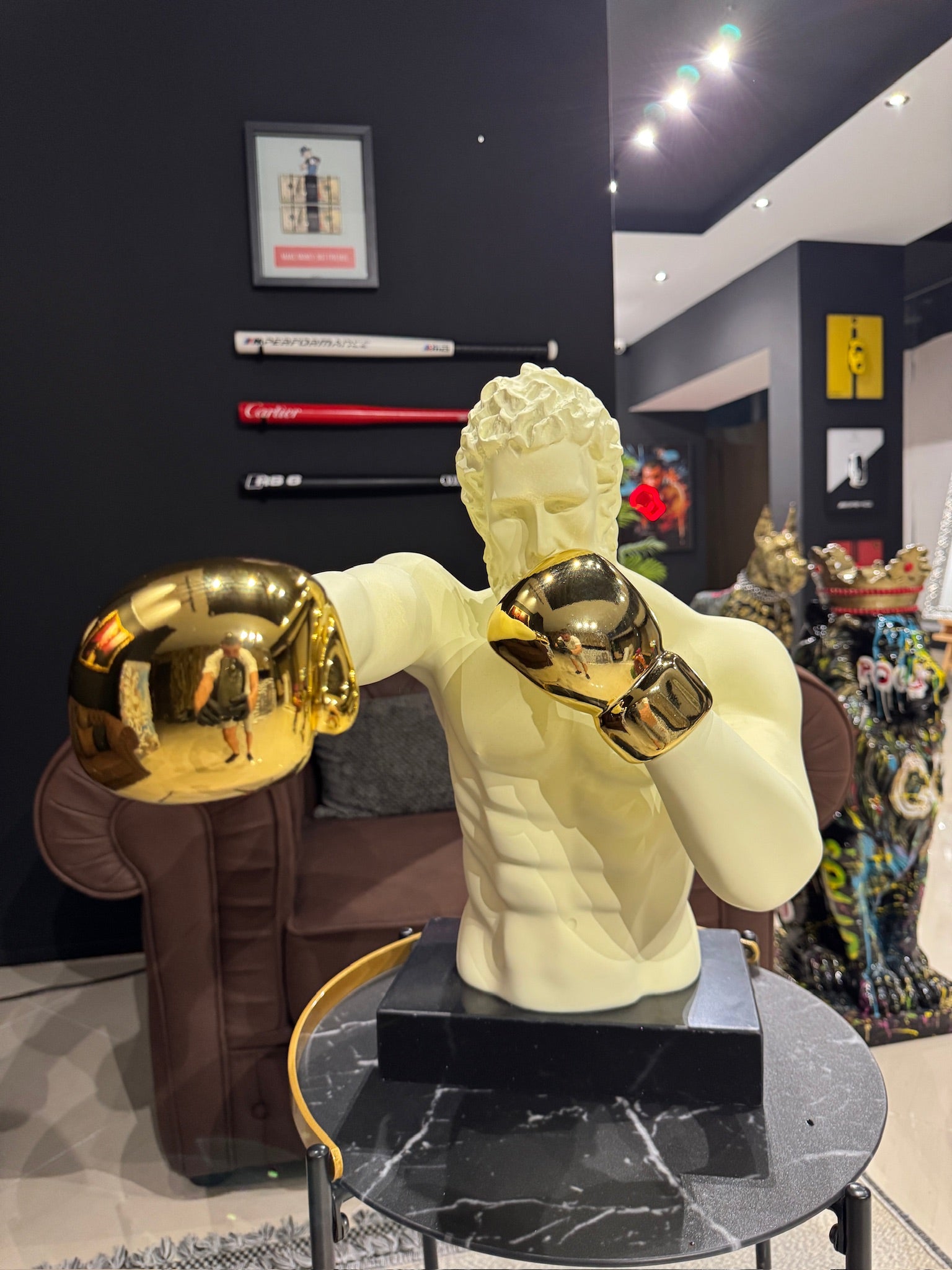 Luxury Boxing Zeus statue with gold boxing gloves and modern premium design by GETRICH
